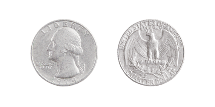 Quarter dollar coin isolated