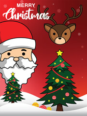 Red vector flat Christmas party vertical poster template