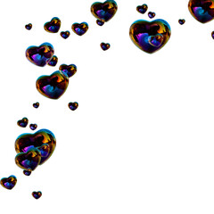 made of soap bubbles hearts frame without background