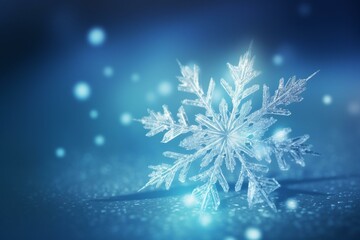 Fototapeta na wymiar Winter-themed wallpaper featuring a snowflake on a frosty background, perfect for Christmas. Includes space for text or messages. Generative AI