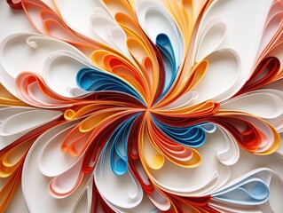 A close up of a colorful paper flower. Generative AI.