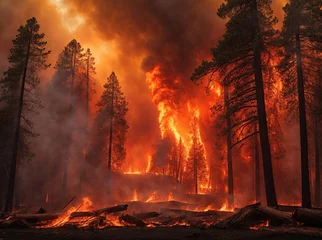 Wandcirkels tuinposter California forest fire © Tom