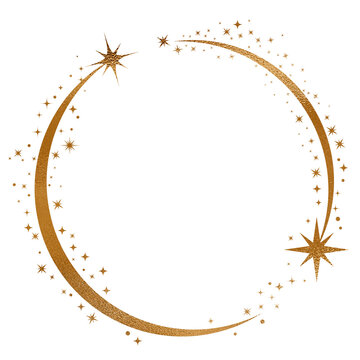 Gold Sparkle Star Circle Celestial Frame.