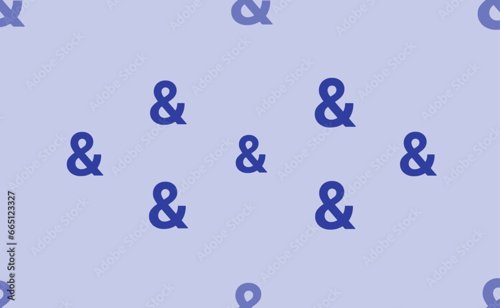 Fototapete Seamless pattern of large isolated blue ampersand symbols. The pattern is divided by a line of elements of lighter tones. Vector illustration on light blue background
