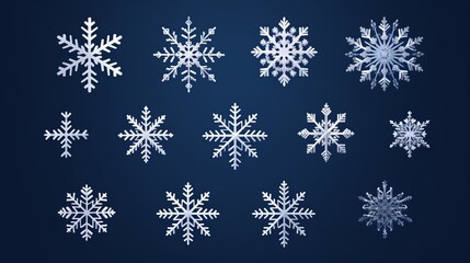 Fototapeta na wymiar set of snowflakes on a blue background.