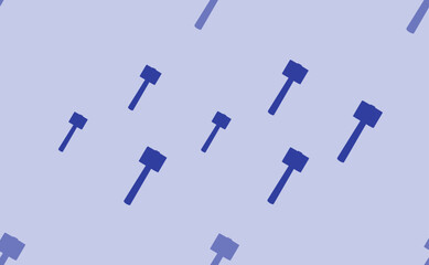 Seamless pattern of large isolated blue mallet symbols. The pattern is divided by a line of elements of lighter tones. Vector illustration on light blue background