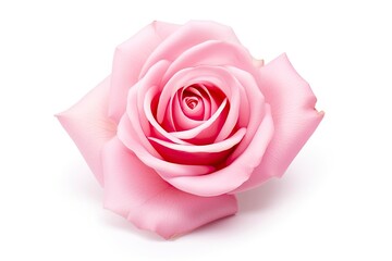Pink rose isolated on white background.