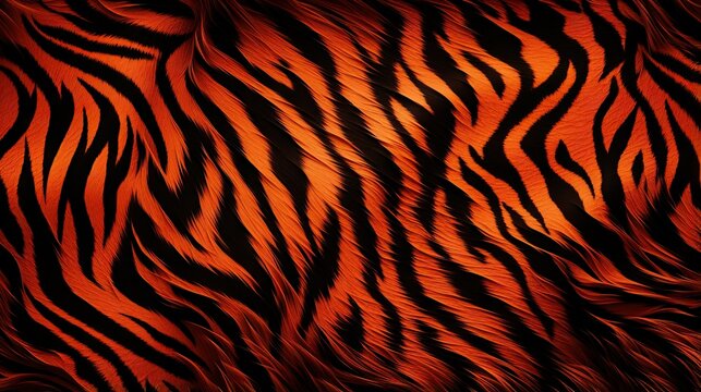  an orange and black tiger print background with a black background.  generative ai