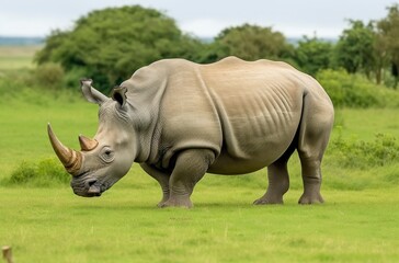 Fototapeta premium White Rhino grazing.