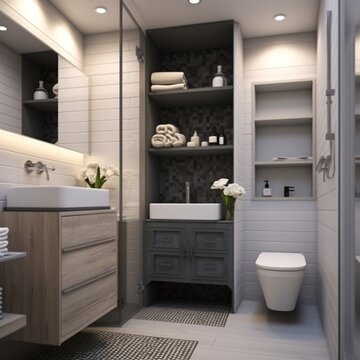 Small bathroom decorated in modern style soft colors