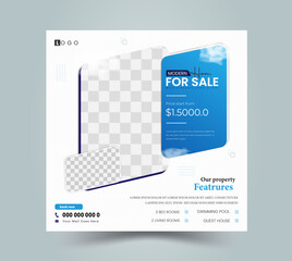 Real estate social media post or house property sale banner,  Instagram post, Facebook post, square web banner design template