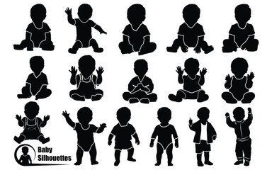 Newborn Baby black silhouettes vector art