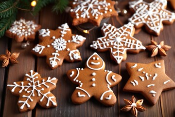 christmas gingerbread cookies on table