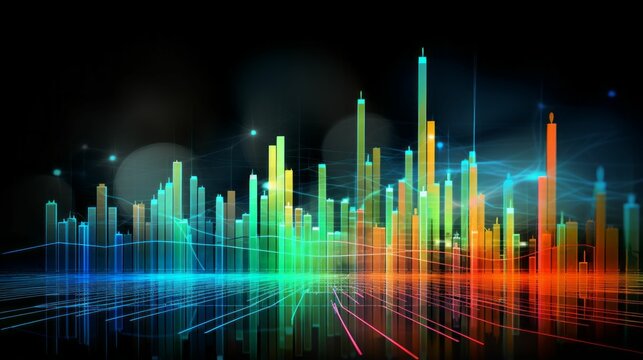 AI generated illustration of colorful graphs on a dark background