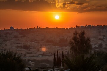 Sunrise over Jerusalem. Generative AI