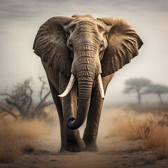 Rendering of a photorealistic image of an elephant