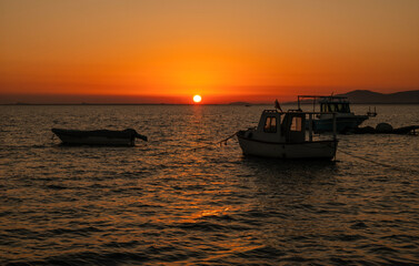Silhouette shots at sunset by the sea