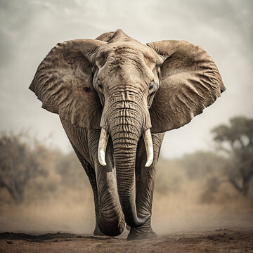 Rendering of a photorealistic image of an elephant
