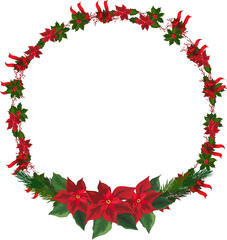 Christmas wreath illustration on transparent background.