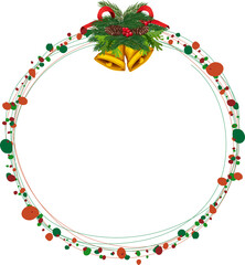 Christmas wreath illustration on transparent background.