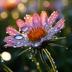 Obraz premium macro photo of a flower with dew 