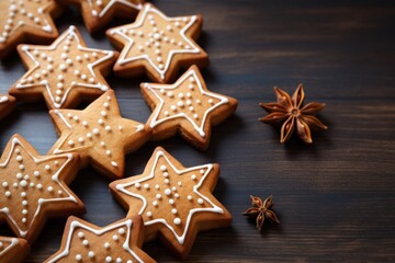 Fototapeta na wymiar christmas gingerbread star cookies