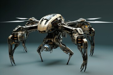 Advanced robot. Aerial combat droid visualized in 3D. Generative AI