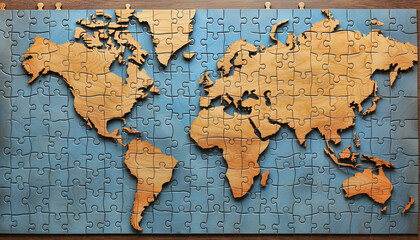 the world map as a jigsaw puzzle