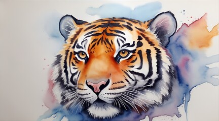 watercolor tiger head