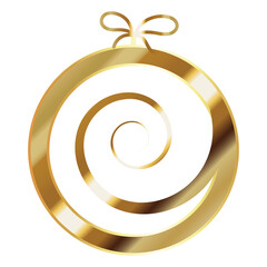 Golden unique Christmas tree balls hang