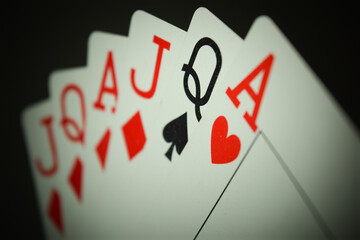 Deck of cards with a dark background