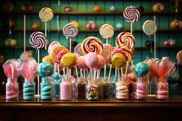 Photo of a candy lollipop display. Generative AI