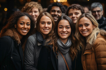 group of young muticultural smiling people