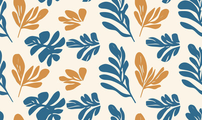 Floral pattern made from abstract organic leaf shapes. Seamless modern pattern