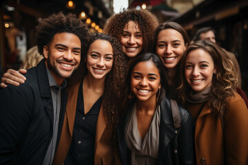 Fototapeta premium group of young muticultural smiling people