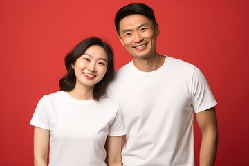 Fototapeta premium Happy Asian Couple Smiling. Isolated. Generative AI.
