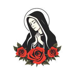 vector illustration of Our Lady Virgin Mary Mother of Jesus, Madonna,  printable, suitable for logo, sign, tattoo, sticker and other print on demand