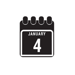 calendar displaying date 4 January. illustration, vector	

