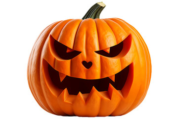 Carved halloween pumpkin PNG jack o lantern pumpkin isolated on White and transparent background - halloween holiday advertising concept