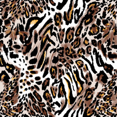 Mixed animal pattern, zebra and leopard pattern, animal fur.