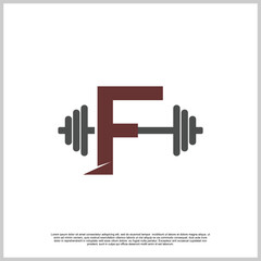 Letter gym with barbel logo design template unique concept Premium Vector