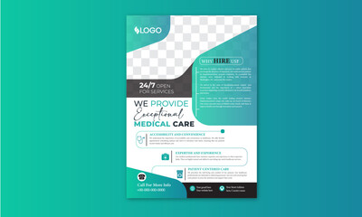Corporate healthcare and medical cove a4 flyer design template for print