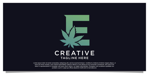 Logo design initial letter for business with cannabis concept Premium Vector