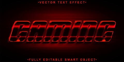 Dark Red Gaming Vector Fully Editable Smart Object Text Effect - obrazy, fototapety, plakaty