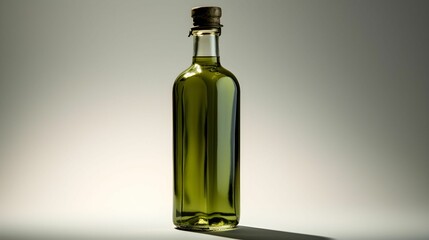 AI generated illustration of a glass bottle of olive oil on a clear background