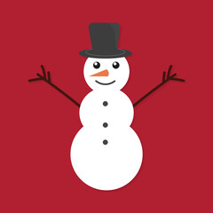 Snowman with a hat vector icon. Winter theme 
