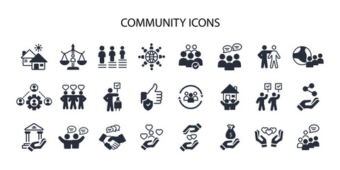 Community icon set.vector.Editable stroke.linear style sign for use web design,logo.Symbol illustration.