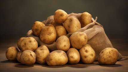 Lot de pommes de terre, patates. Plat, nourriture, cuisine. Pour conception et création graphique. - obrazy, fototapety, plakaty