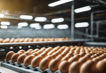AI generated illustration of eggs arranged on shelves on a farm
