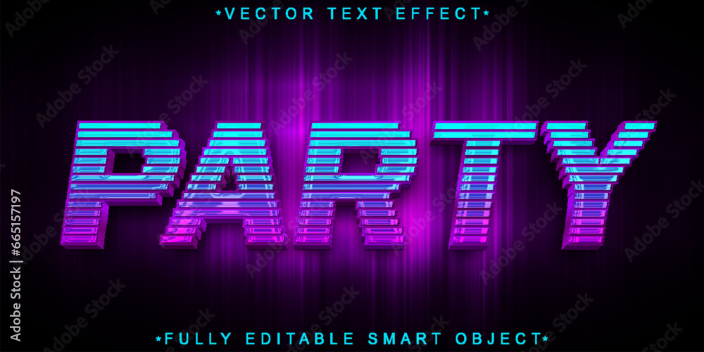 Poster shiny party vector fully editable smart object text effect